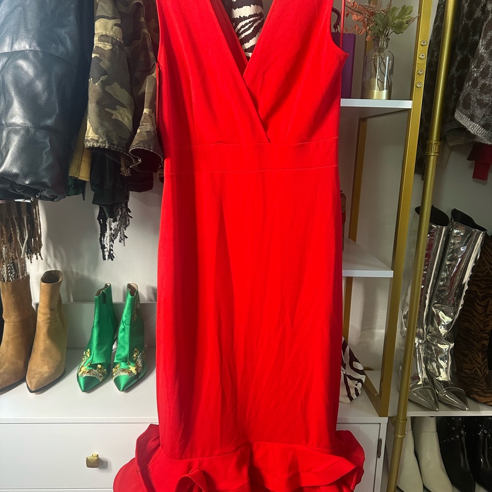 Fashion Nova Vibrant Red Midi Dress